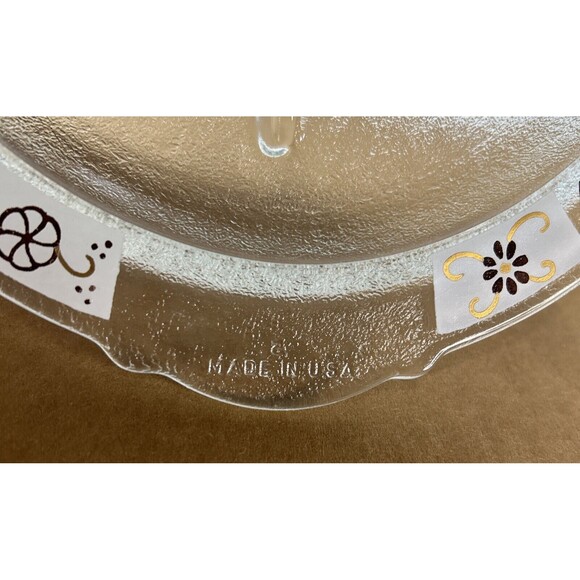 MCM Inland Glass 14 3/4” Meat Platter Starburst Black Gold Vintage 1960’s - Picture 3 of 7